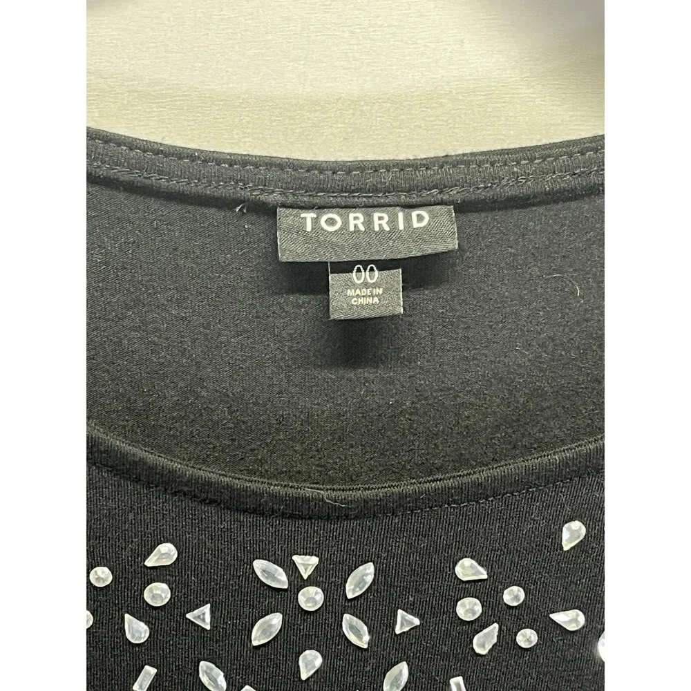 Torrid Black Embellished Neck Skater Midi Short Sleeve Cocktail Dress Size 10‎ - Picture 4 of 10